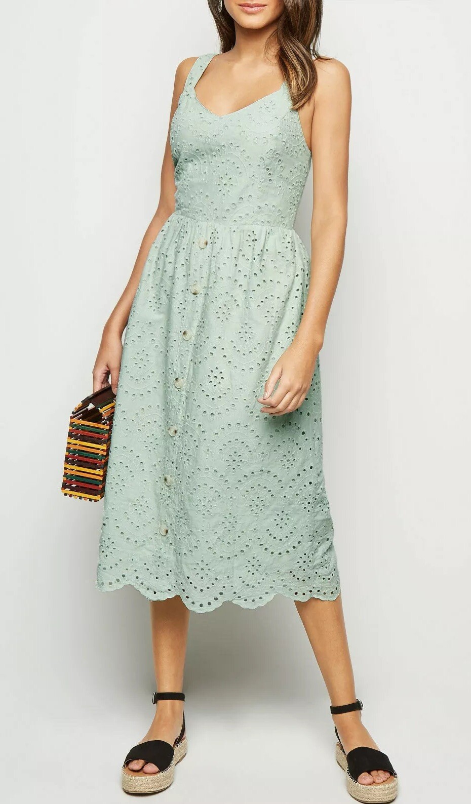 new look button front midi dress